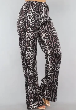 Wide Leg High Waist Tall Panterprint Broek