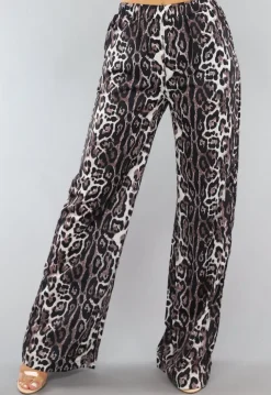 Wide Leg High Waist Tall Panterprint Broek