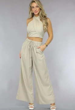 Wide Leg Linnenlook Broek