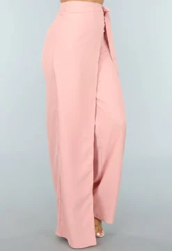 Wide Leg Pantalon met Overslag in Oudroze