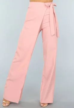 Wide Leg Pantalon met Overslag in Oudroze