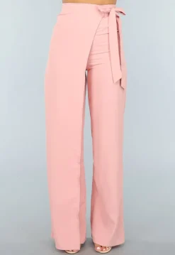 Wide Leg Pantalon met Overslag in Oudroze