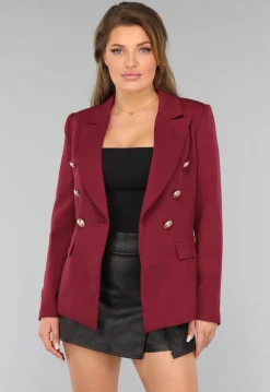 Wijnrode Button Blazer