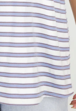 Wit Blauwe Gestreepte Polo Top met Kraag en Korte Mouwen