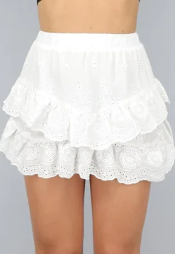 Wit Broderie Rokje met Ruches