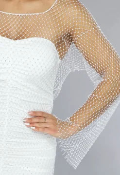 Wit Fishnet Jurkje met Strass