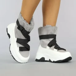 Wit/Grijze Instap Snowboots met Grove Zool