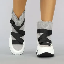Wit/Grijze Instap Snowboots met Grove Zool