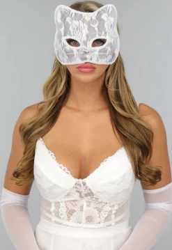 Wit Kanten Katten Masker