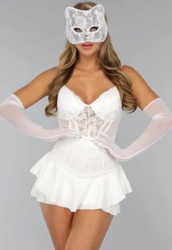 Wit Kanten Katten Masker
