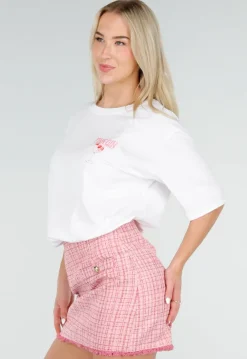 Wit Katoenen T-shirt met Pink Gin Print en Korte Mouwen