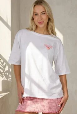 Wit Katoenen T-shirt met Pink Gin Print en Korte Mouwen