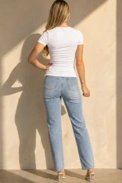 Wit Naadloos Shaping Stretch T-Shirt met Korte Mouwen