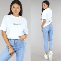 Wit Oversized T-Shirt met Duif Print
