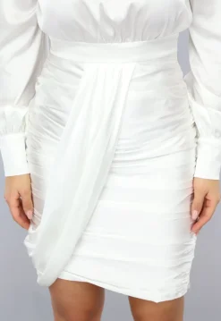 Wit Satin Jurkje met Plooitjes