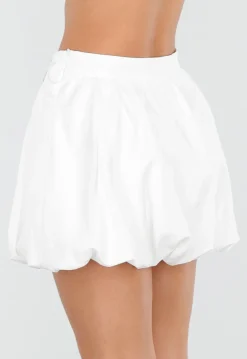 Witte Ballon Skort met Geplooid Overslag Detail