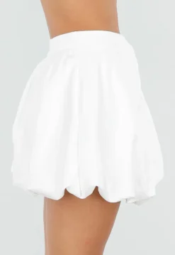 Witte Ballon Skort met Geplooid Overslag Detail