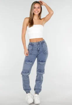 Witte Bandeau Crop Top met Pads
