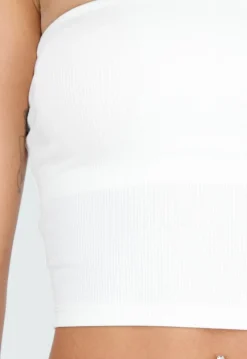 Witte Bandeau Crop Top met Pads
