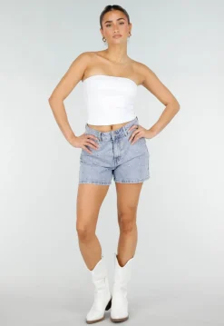 Witte Bandeau Top met Pads en Aansluitende Pasvorm
