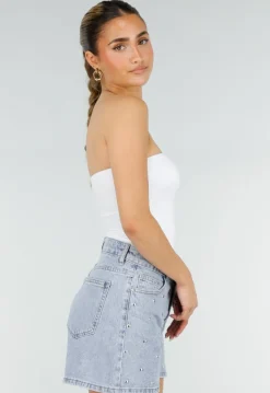 Witte Bandeau Top met Pads en Aansluitende Pasvorm