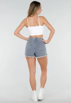 Witte Basic Stretch Crop Top met Pads