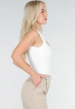 Witte Body met Vierkante Hals en Brede Bandjes