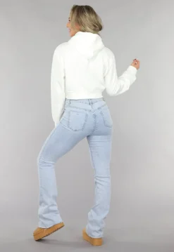 Witte Capuchon Trui in Kort Model