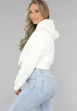 Witte Capuchon Trui in Kort Model
