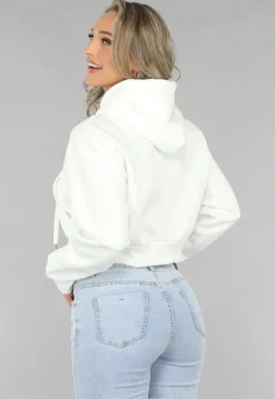 Witte Capuchon Trui in Kort Model