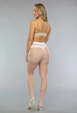 Witte 20 Denier Matte Panty met Strikjes