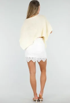 Witte Denim Rok met Kanten Rand