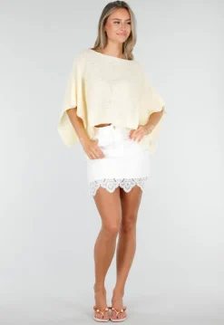 Witte Denim Rok met Kanten Rand