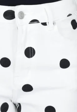 Witte Denim Wide Leg Jeans met Zwarte Stippen Print