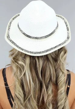 Witte Diamond Hoed met Strass Steentjes