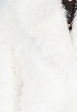 Witte Fluffy Jas met Lange Mouwen en Brede Kraag