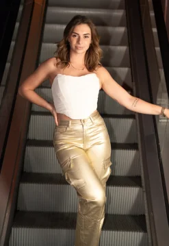 Witte Gedrapeerde Korset Top met Mesh