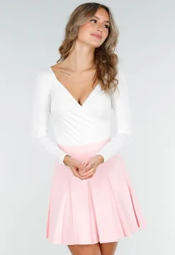 Witte Gedrapeerde Top met Overslag en Stretch