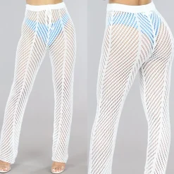 Witte Gehaakte Straight Leg Strandbroek