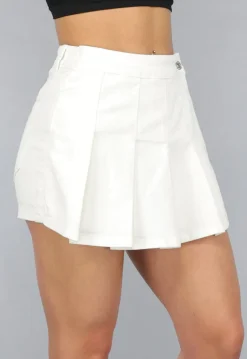 Witte Geplooide Denim Skort