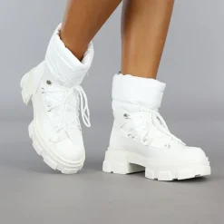 Witte Gewatteerde Snowboots met Grove Zool