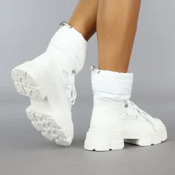 Witte Gewatteerde Snowboots met Grove Zool