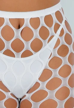 Witte Glow in the Dark Netpanty met Fishnet en Blauw Effect in het Donker
