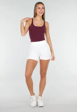 Witte High Waist Sport Short met Stretch