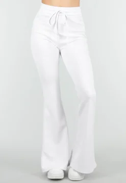 Witte Joggingbroek met Flared Pijpen en Elastische Taille