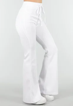 Witte Joggingbroek met Flared Pijpen en Elastische Taille