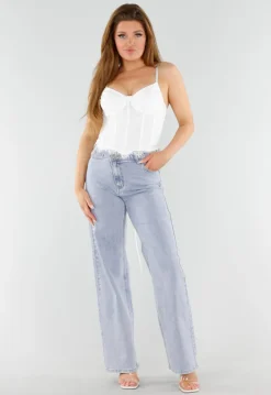 Witte Kanten Bustier Top met Vetersluiting
