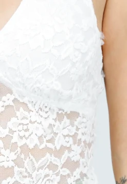 Witte Kanten Haltertop met Open Rug