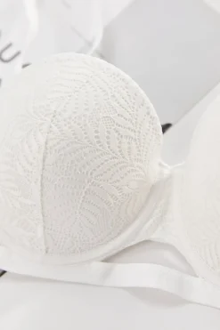 Witte Kanten Push-Up BH met Beugel en Afneembare Bandjes