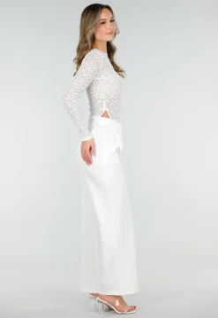 Witte Kanten Top met Splitten